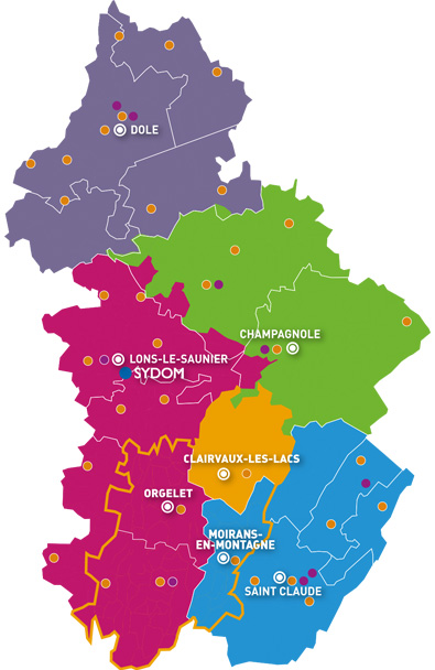 Carte du territoire du Sydom du Jura